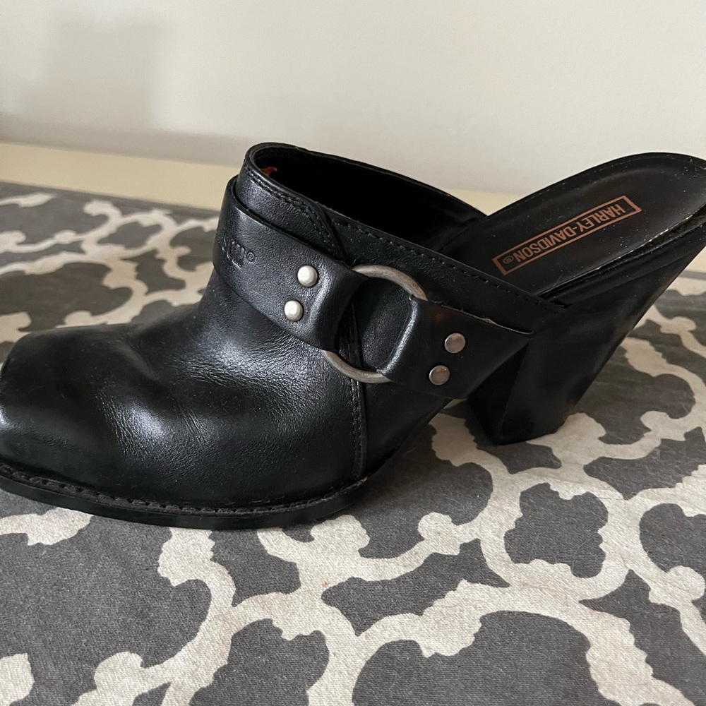 Harley Davidson Black Mule Shoes Size 8